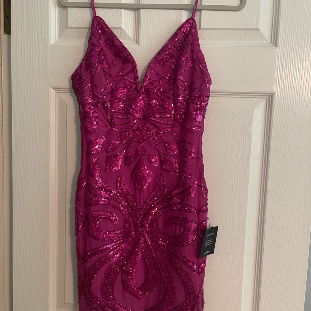 Lulu's Fuchsia Sequin Mini Dress